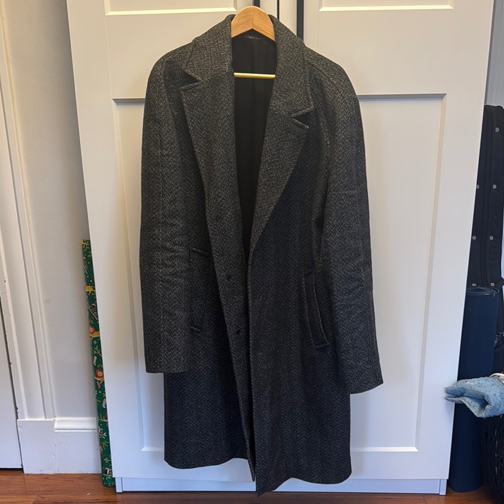 All Saints Men's Gray Wool Overcoat/Topcoat size large